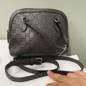 Gucci Dark Brown Embossed Crossbody Bag
